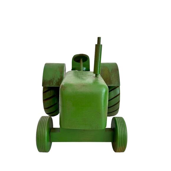 Vintage Farm Tractor Handcrafted Wooden Green Toy Art Display by Walter M Rein - Picture 6 of 15